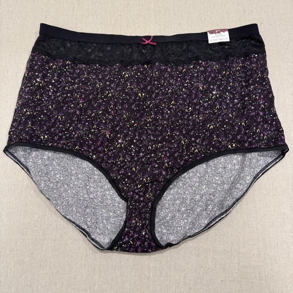 Cacique Other - NWT Cacique‎ Black Purple Floral High-Waist Brief Panty Plus Size 26/28